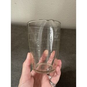 Rare Vintage Fire-King Tri Spout Glass Measuring Cup F-Shield Embossed Glass